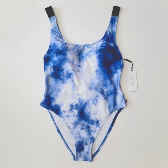 Calvin Klein One Piece Tie Dye Swimsuit NEW L - Picture 1 of 9